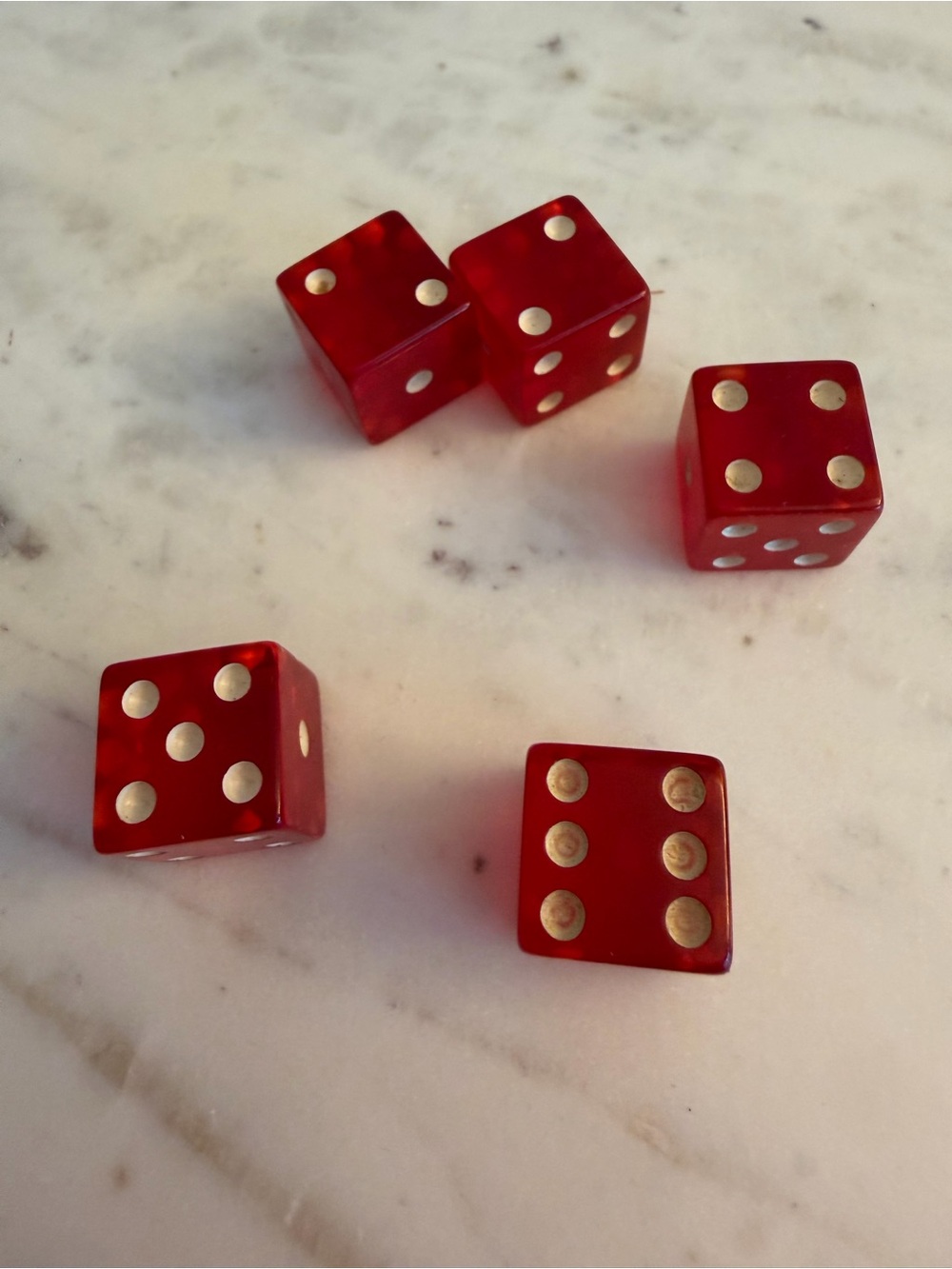 Vintage Bakelite Dice Red Set of 4